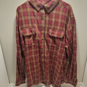 Faded Glory Red and Brown Plaid Men's Flannel